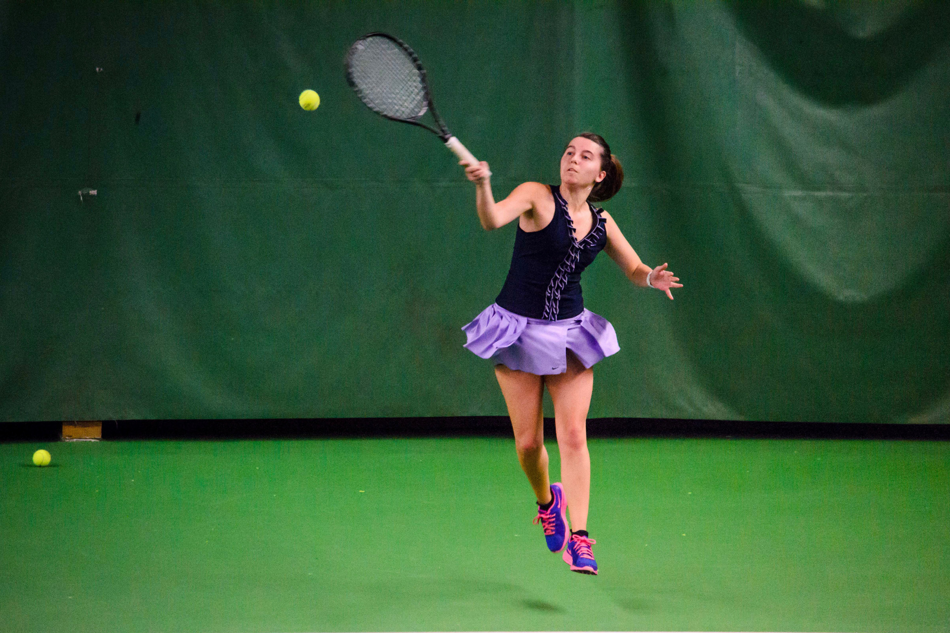 One of Elena's forehands during her first match