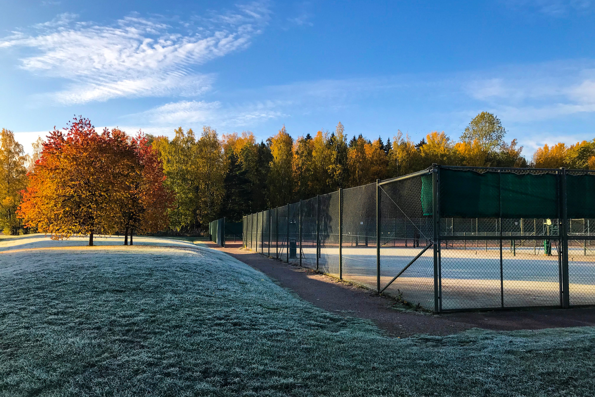 Tennis courts during the Fall, in Helsinki